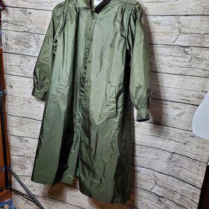 Weather Wise By Micki! Raincoat Vintage Size 15 16 Olive Green Puff Lined Belted